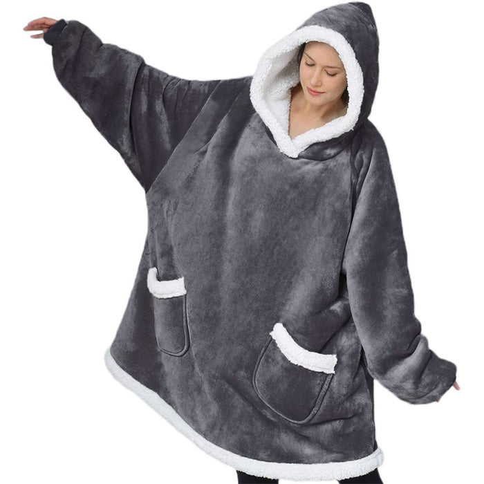 Couverture à capuche TV d'hiver, vêtements chauds pour la maison, pull surdimensionné avec poches pour femmes et hommes