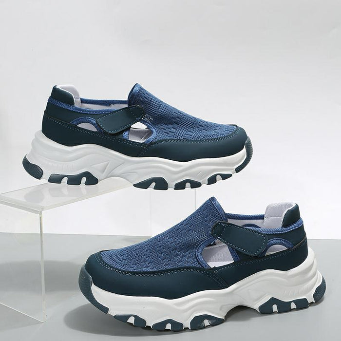 Scarpe sportive in mesh Scarpe da corsa preppy alla moda da donna con tacco piatto e punta tonda