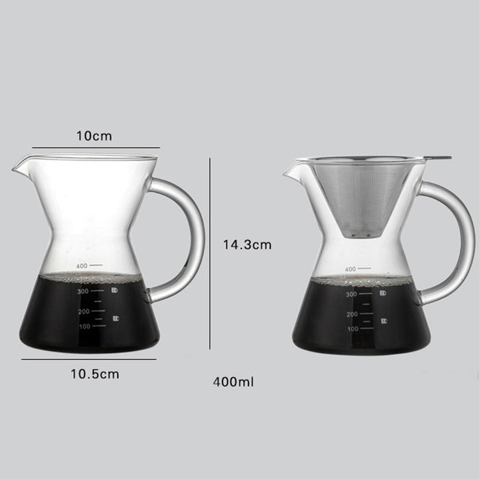 Cafetera de mano de cristal de 400ml.