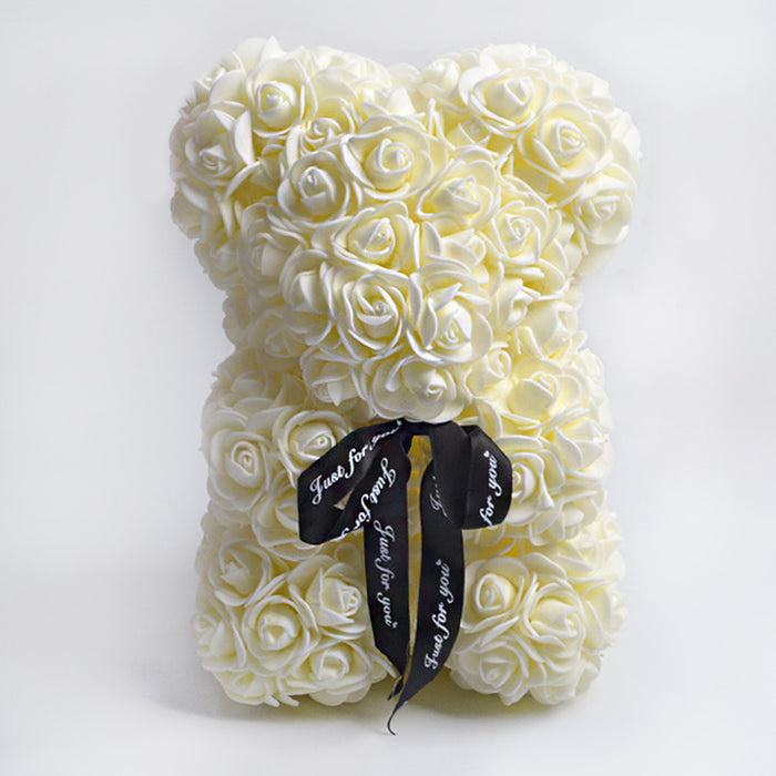 Cadeau de la Saint-Valentin Ours Rose Fleur Éternelle Ours en Peluche Rose Ours en Mousse PE 25 cm Saint Valentin