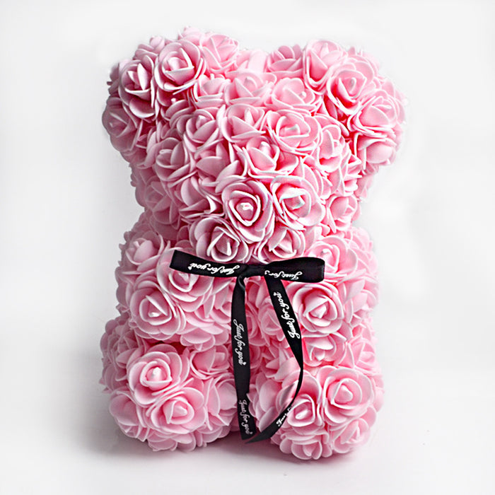 Cadeau de la Saint-Valentin Ours Rose Fleur Éternelle Ours en Peluche Rose Ours en Mousse PE 25 cm Saint Valentin