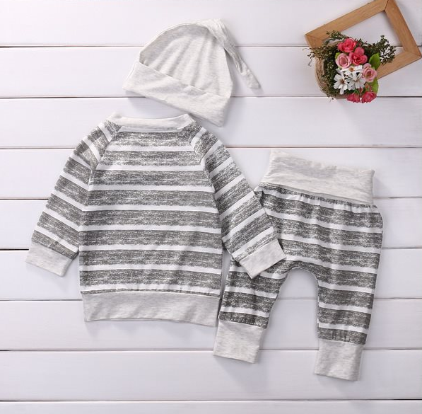 Baby Set striped print casual three-pieces set