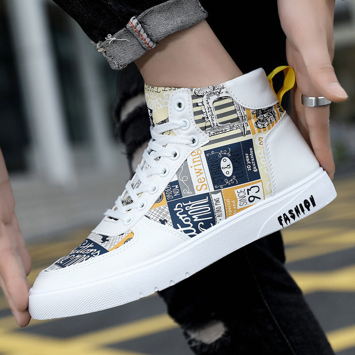 Personalidad Graffiti High Top Zapatos de hombre Casual Four Seasons