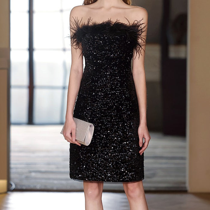 Robe de soirée de banquet à épaules dénudées pour femme