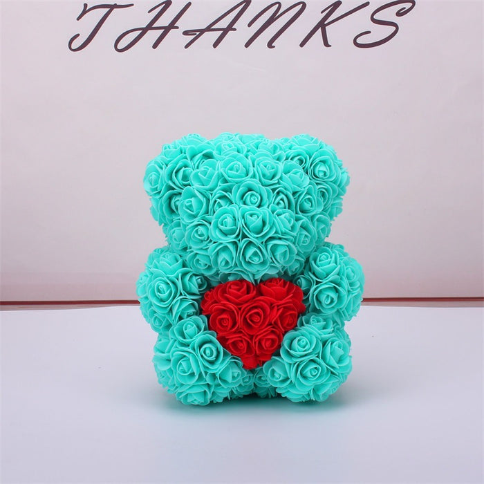 Cadeau de la Saint-Valentin Ours Rose Fleur Éternelle Ours en Peluche Rose Ours en Mousse PE 25 cm Saint Valentin