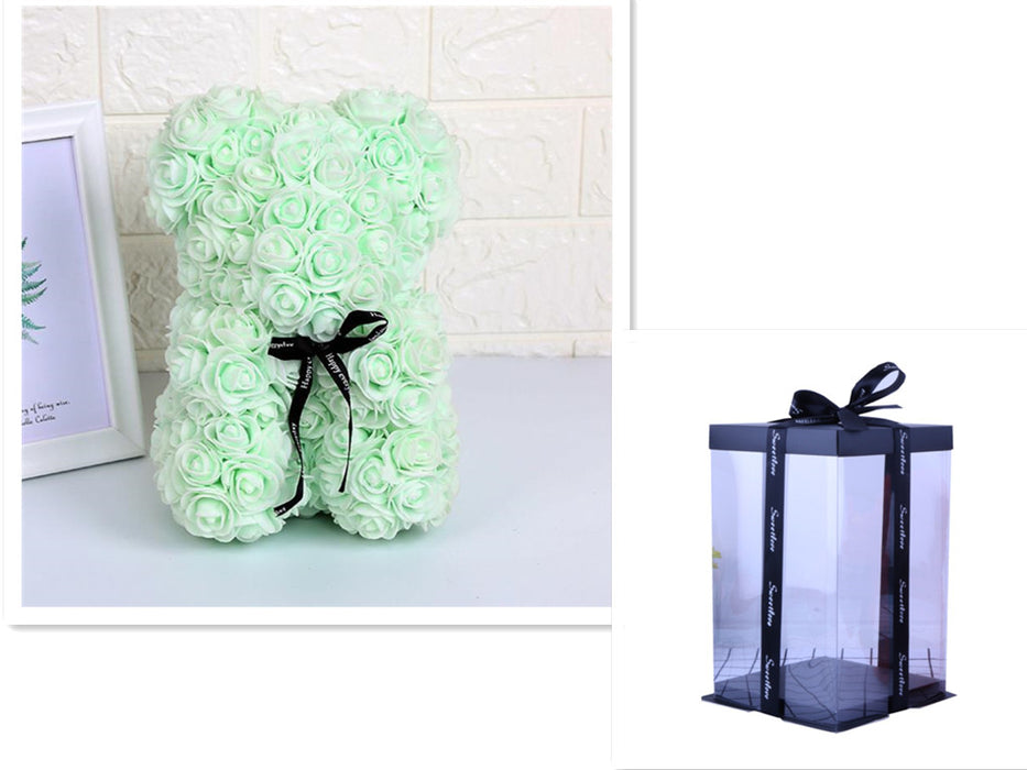Cadeau de la Saint-Valentin Ours Rose Fleur Éternelle Ours en Peluche Rose Ours en Mousse PE 25 cm Saint Valentin