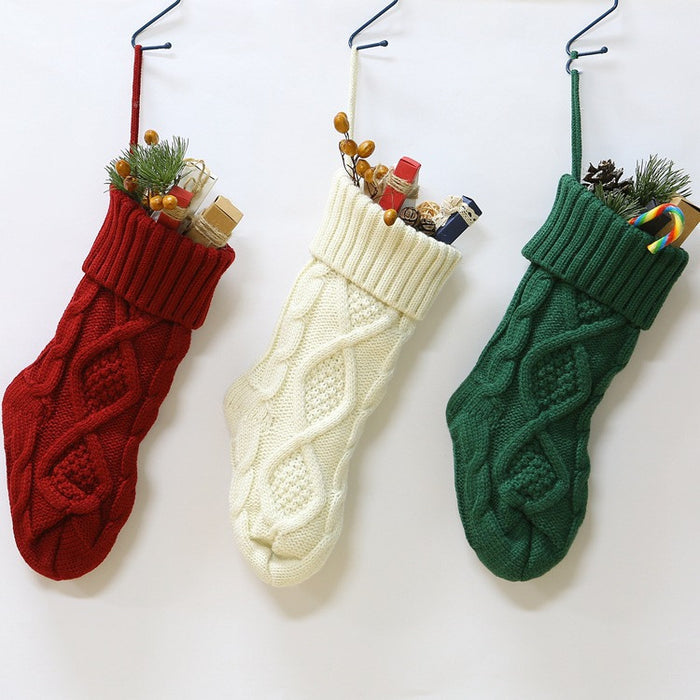 Christmas Knitted Wool Socks Shape Candy Bag
