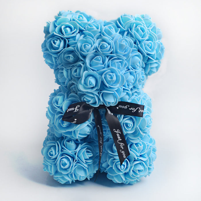 Cadeau de la Saint-Valentin Ours Rose Fleur Éternelle Ours en Peluche Rose Ours en Mousse PE 25 cm Saint Valentin