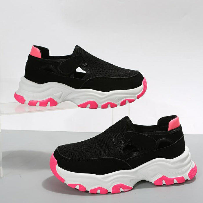 Scarpe sportive in mesh Scarpe da corsa preppy alla moda da donna con tacco piatto e punta tonda