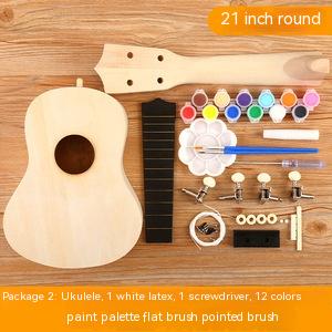 Ukulélé bricolage petite guitare Kit de matériel fait à la main peint