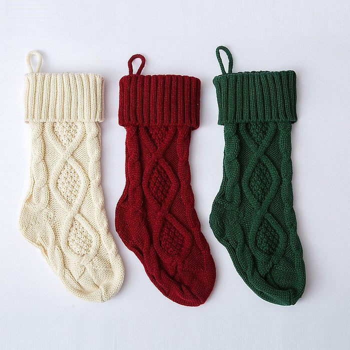 Christmas Knitted Wool Socks Shape Candy Bag
