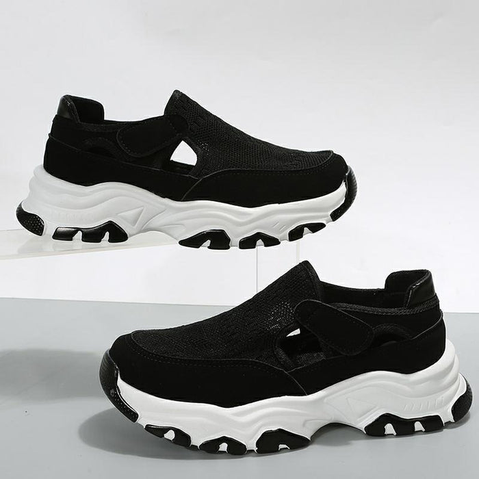 Scarpe sportive in mesh Scarpe da corsa preppy alla moda da donna con tacco piatto e punta tonda