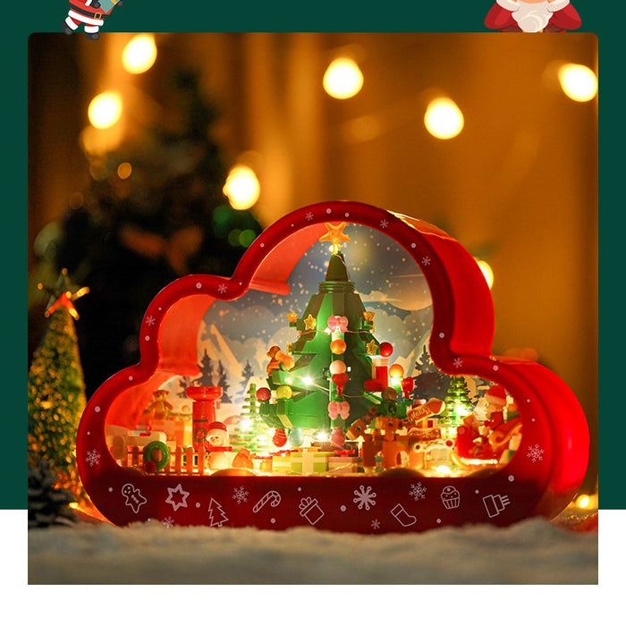 Natal novo estilo montado bloco de construção brinquedos nuvem noite lâmpada espelhos decorativos quadro luzes mesa led criativo quarto artesanal presentes aniversário