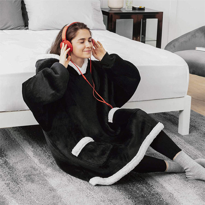 Couverture à capuche TV d'hiver, vêtements chauds pour la maison, pull surdimensionné avec poches pour femmes et hommes