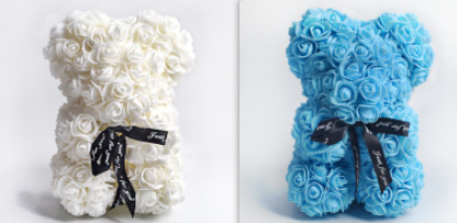 Cadeau de la Saint-Valentin Ours Rose Fleur Éternelle Ours en Peluche Rose Ours en Mousse PE 25 cm Saint Valentin