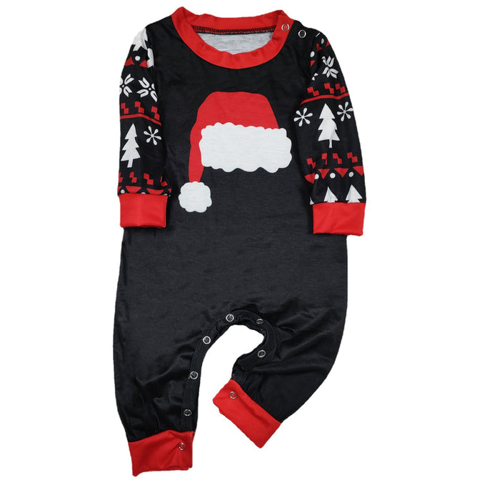 Novo conjunto de pijamas de outono e inverno para casa usar chapéu de natal impresso terno pai-filho