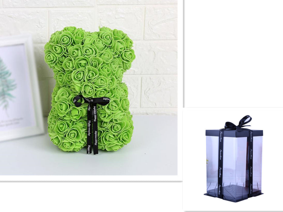 Cadeau de la Saint-Valentin Ours Rose Fleur Éternelle Ours en Peluche Rose Ours en Mousse PE 25 cm Saint Valentin