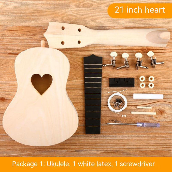 Ukulélé bricolage petite guitare Kit de matériel fait à la main peint