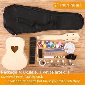 Ukulélé bricolage petite guitare Kit de matériel fait à la main peint