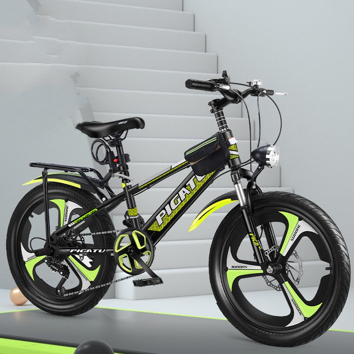Bicicleta de montaña de velocidad variable con absorción de impactos de una sola pupila