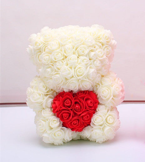 Cadeau de la Saint-Valentin Ours Rose Fleur Éternelle Ours en Peluche Rose Ours en Mousse PE 25 cm Saint Valentin