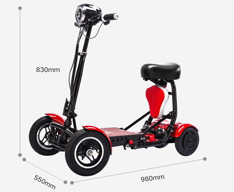Cyungbok Mini Scooter Elettrico da Trasporto per Biciclette per Adulti a Quattro Ruote Pieghevole per Anziani