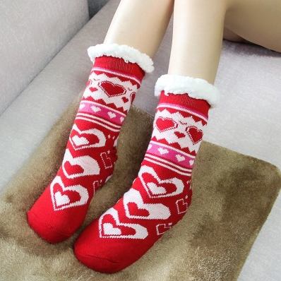 Thickened and velvet silicone non-slip adult floor socks indoor warm foot cover