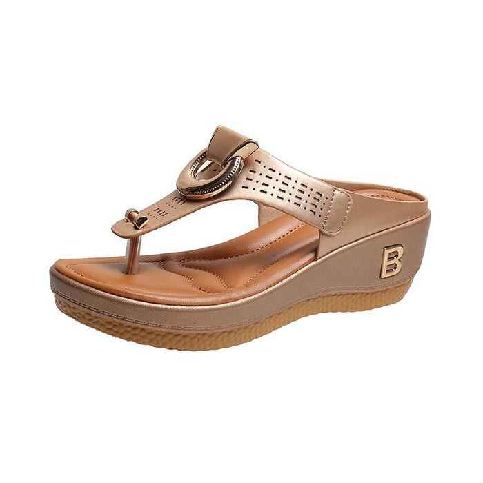 Tongs sandales femmes talons hauts chaussures compensées tongs en métal diapositives décoratives pantoufles