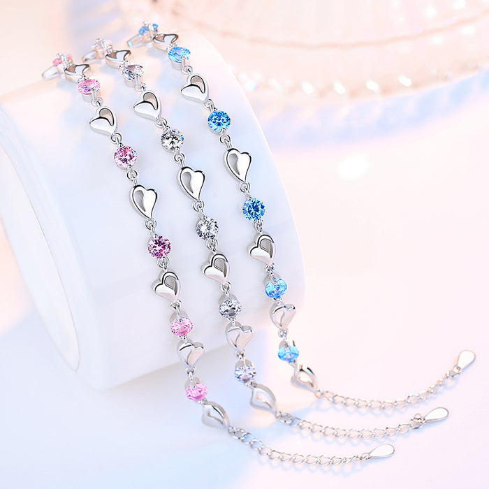 Women's Hollow Out Heart Silver Plated Bracelet