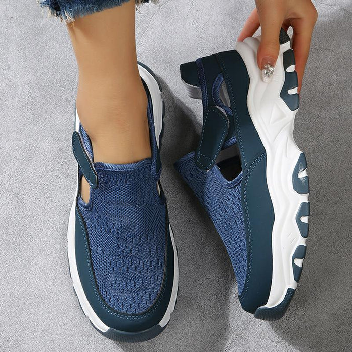 Scarpe sportive in mesh Scarpe da corsa preppy alla moda da donna con tacco piatto e punta tonda