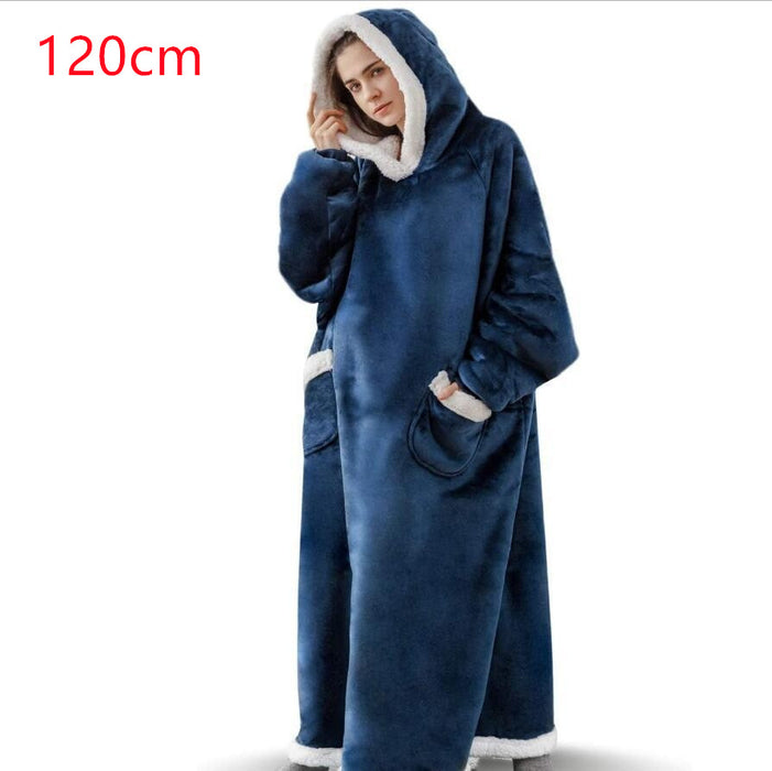 Couverture à capuche TV d'hiver, vêtements chauds pour la maison, pull surdimensionné avec poches pour femmes et hommes