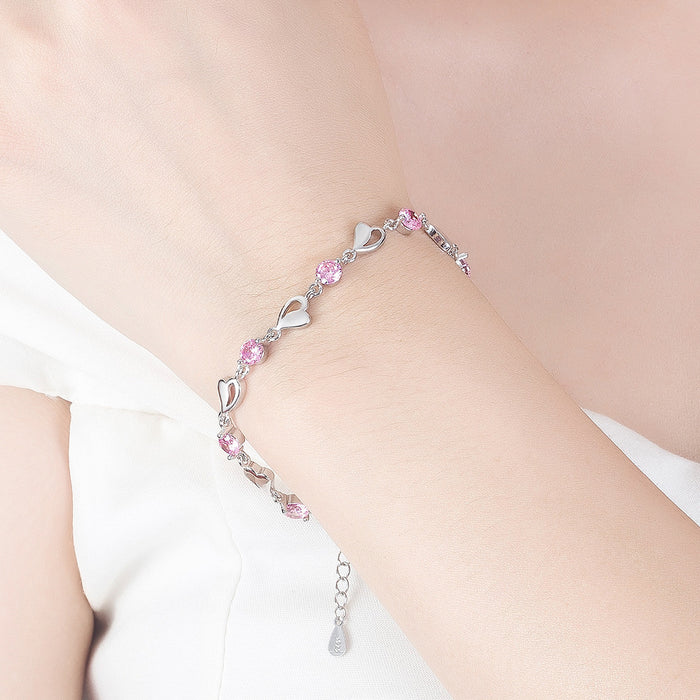 Women's Hollow Out Heart Silver Plated Bracelet