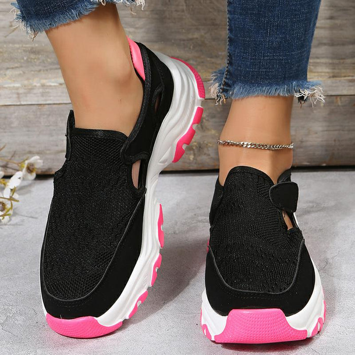 Scarpe sportive in mesh Scarpe da corsa preppy alla moda da donna con tacco piatto e punta tonda