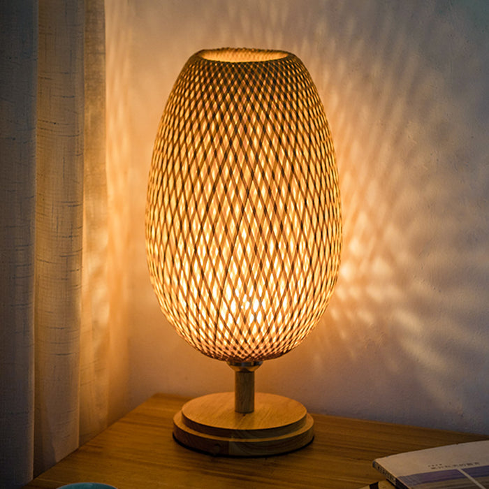 Lampada da tavolo in bambù intrecciato Soggiorno camera da letto Zen in stile giapponese