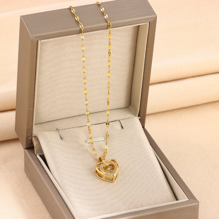 Valentinstag Geschenk Double-Layer Smart Love Anhänger Titan Stahl Halskette Mode Schmuck Frau