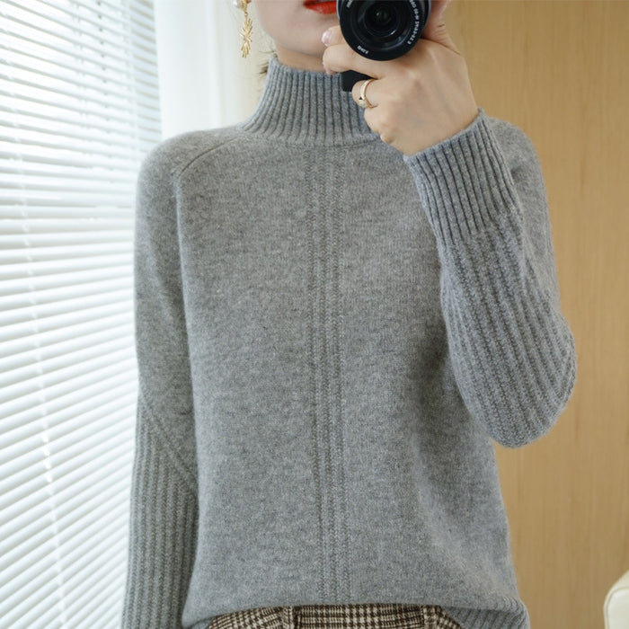 Women Half High Neck Thick Sweater Loose