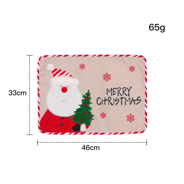Cross Border New Christmas Linen Embroidery Table Runner For The Elderly