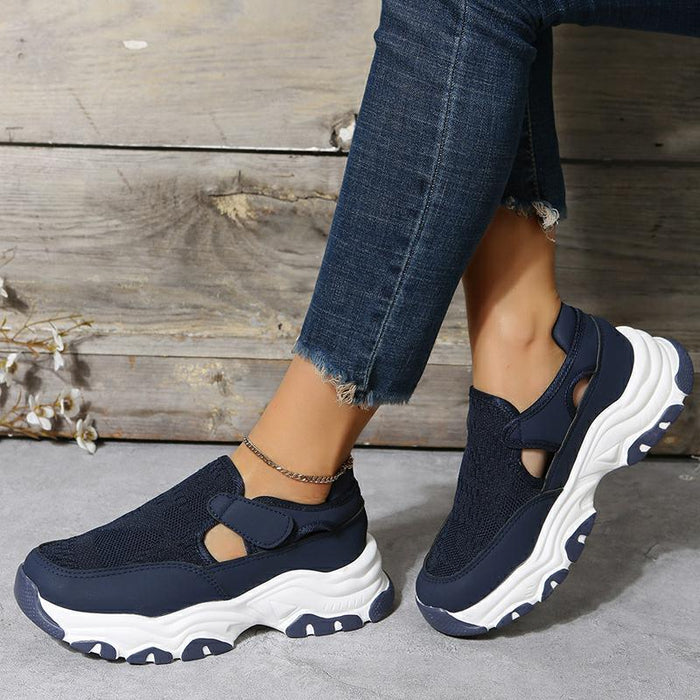 Scarpe sportive in mesh Scarpe da corsa preppy alla moda da donna con tacco piatto e punta tonda