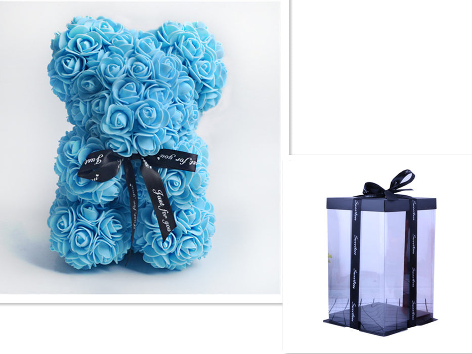 Cadeau de la Saint-Valentin Ours Rose Fleur Éternelle Ours en Peluche Rose Ours en Mousse PE 25 cm Saint Valentin