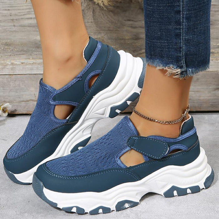 Scarpe sportive in mesh Scarpe da corsa preppy alla moda da donna con tacco piatto e punta tonda