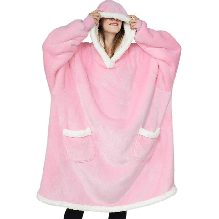 Couverture à capuche TV d'hiver, vêtements chauds pour la maison, pull surdimensionné avec poches pour femmes et hommes