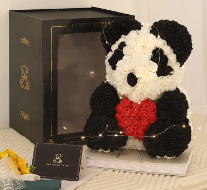 Cadeau de la Saint-Valentin Ours Rose Fleur Éternelle Ours en Peluche Rose Ours en Mousse PE 25 cm Saint Valentin