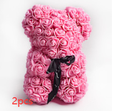 Cadeau de la Saint-Valentin Ours Rose Fleur Éternelle Ours en Peluche Rose Ours en Mousse PE 25 cm Saint Valentin