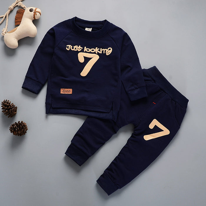 Round Neck Long-sleeved Sweater And Trousers Two-piece Children's Suit