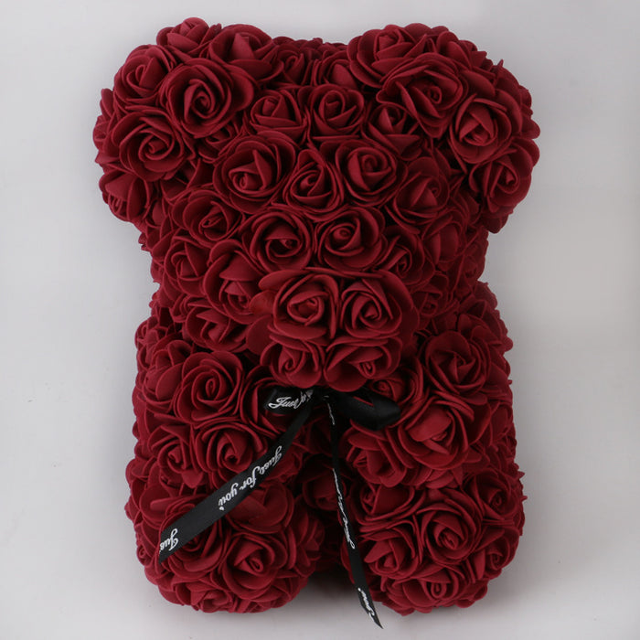 Cadeau de la Saint-Valentin Ours Rose Fleur Éternelle Ours en Peluche Rose Ours en Mousse PE 25 cm Saint Valentin