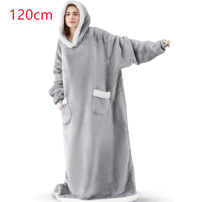Couverture à capuche TV d'hiver, vêtements chauds pour la maison, pull surdimensionné avec poches pour femmes et hommes