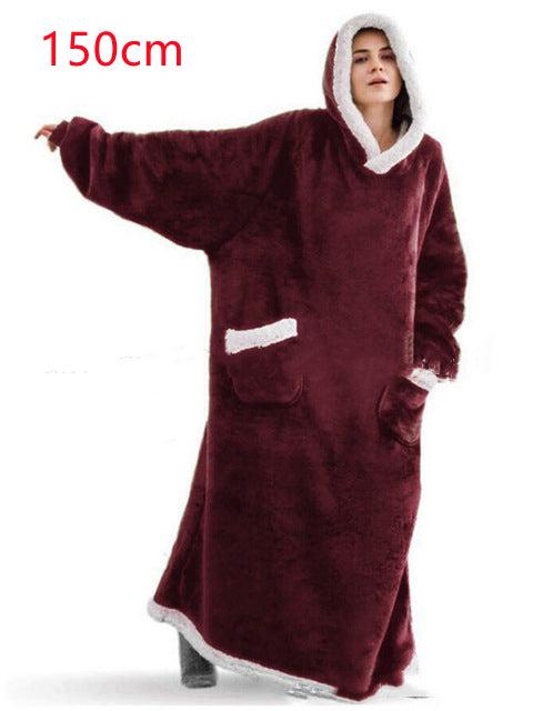 Couverture à capuche TV d'hiver, vêtements chauds pour la maison, pull surdimensionné avec poches pour femmes et hommes