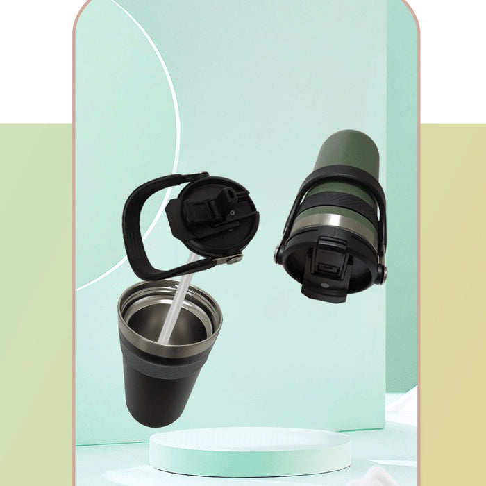304 Stainless Steel Vacuum Cup With Double Drinking Mouth Design