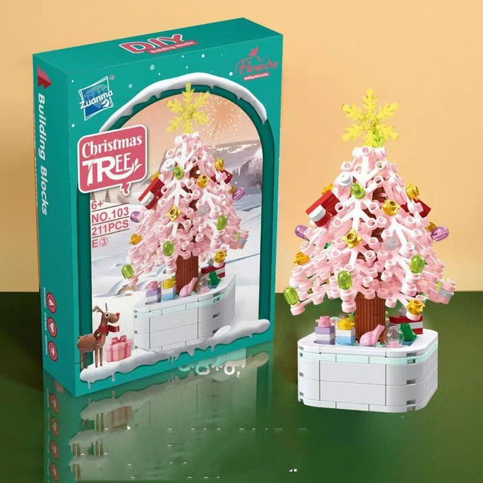 Jouet d'assemblage de bloc de construction de boîte à musique d'arbre de noël