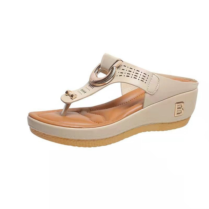 Tongs sandales femmes talons hauts chaussures compensées tongs en métal diapositives décoratives pantoufles